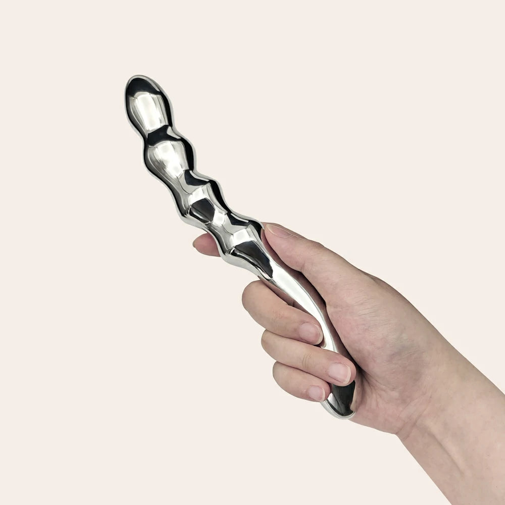 Double-ended Stainless Steel Dildo - Beaded
