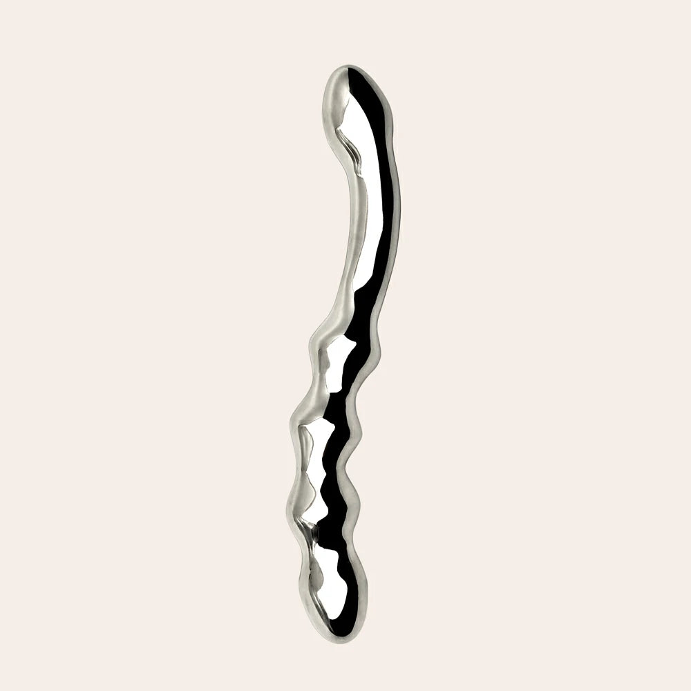 Double-ended Stainless Steel Dildo - Beaded