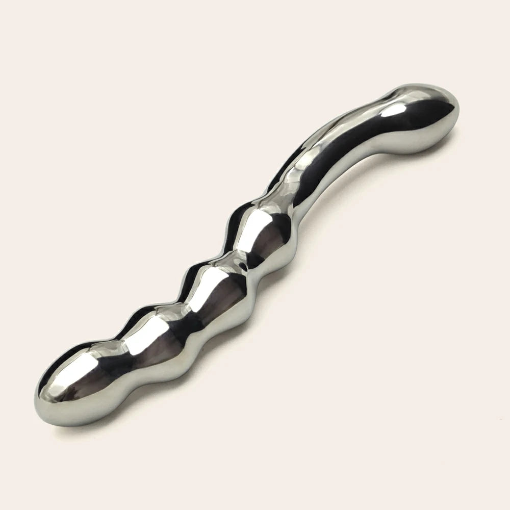Double-ended Stainless Steel Dildo - Beaded