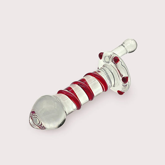 Glass Dildo with Rotary Handle